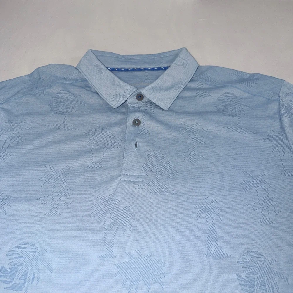 Tommy Bahama Polo Shirt Mens XXL Blue Palm Tree IslandZone Performance Golf